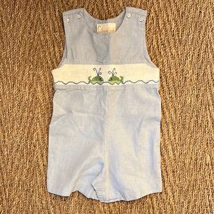 Blue Shortall Smocked with whales - great condition - 2T